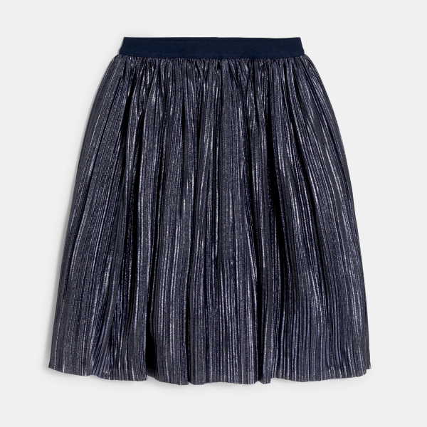 تنورة بليسيه مطرزة بالترتر باللون الرمادي الداكن للفتيات